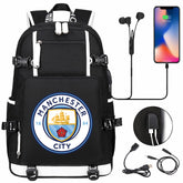 Manchester City Football Club USB Charging Backpack School NoteBook Laptop Travel Bags